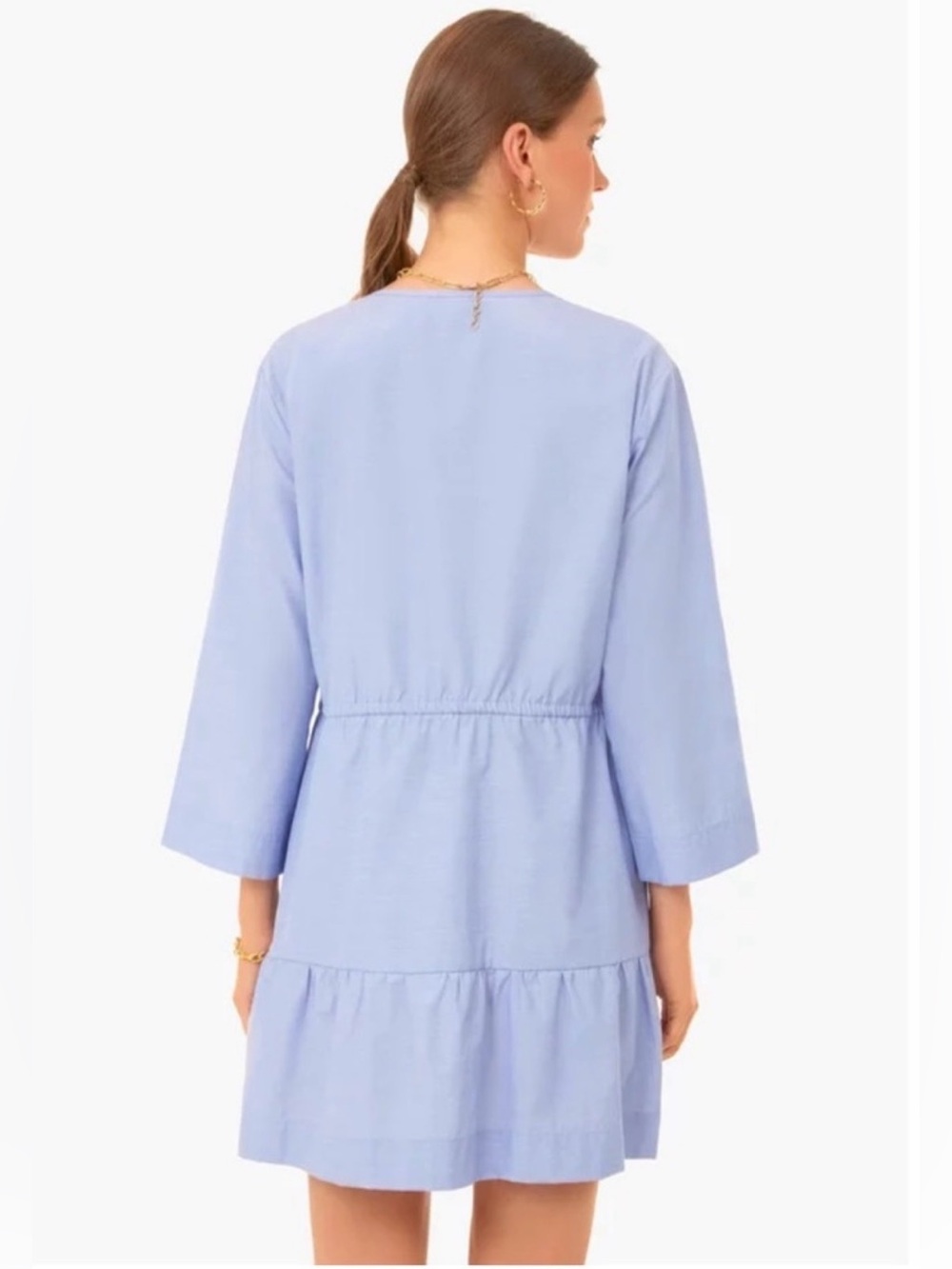 Pomander Place Do+Be Lucy Chambray Blue Tie Waist Dress M - Picture 4 of 15